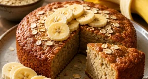 کیک رژیمی با آرد جو دوسر و موز
